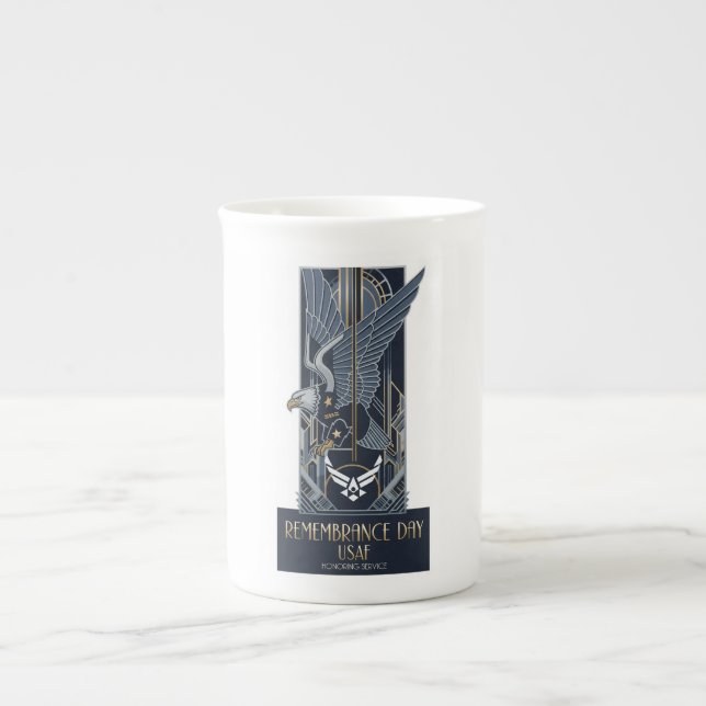 USAF Art Deco Remembrance Day Edition Bone China Mug (Front)