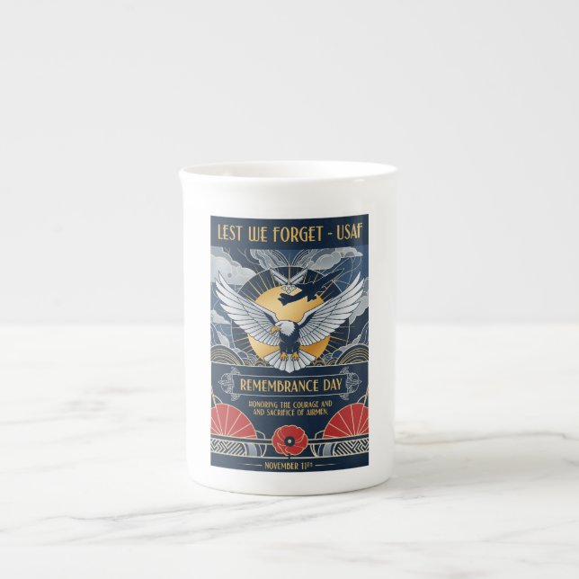 USAF Art Deco Remembrance Day Edition Bone China Mug (Front)