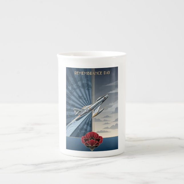 USAF Art Deco Remembrance Day Edition Bone China Mug (Front)