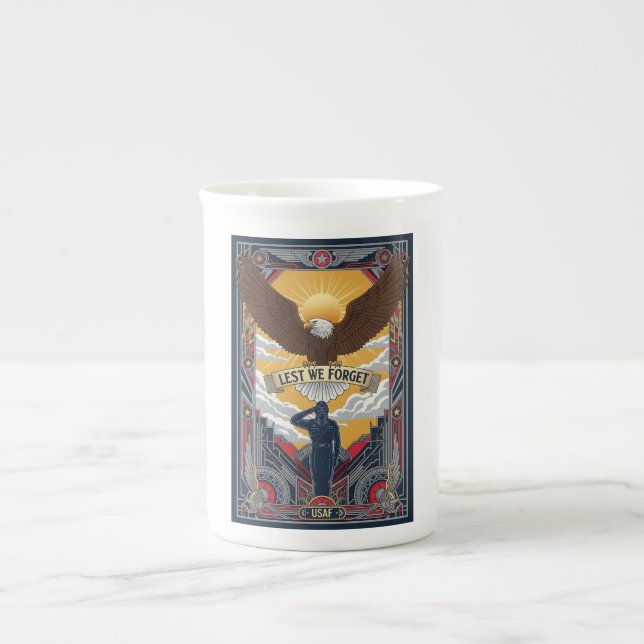 USAF Art Deco Remembrance Day Edition Bone China Mug (Front)