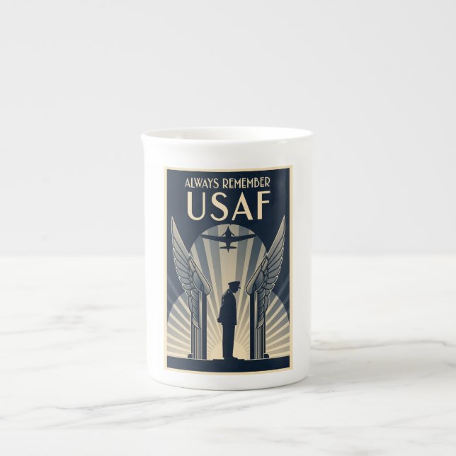 USAF Art Deco Remembrance Day Edition Bone China Mug (Front)