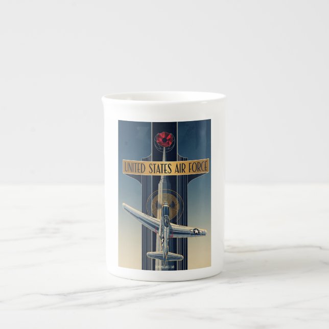USAF Art Deco Remembrance Day Edition Bone China Mug (Front)