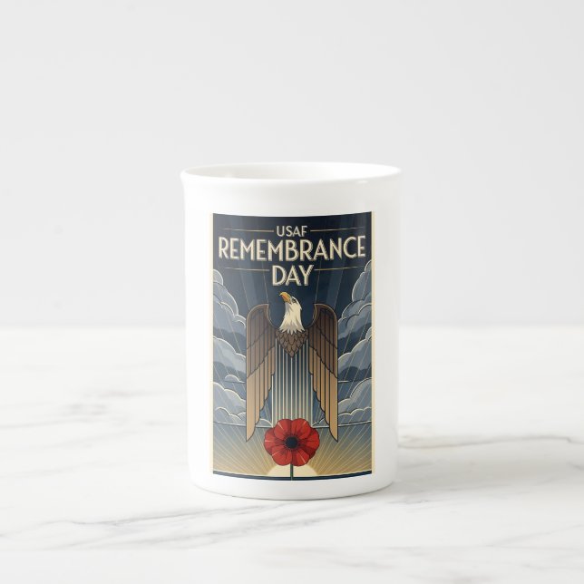 USAF Art Deco Remembrance Day Edition Bone China Mug (Front)