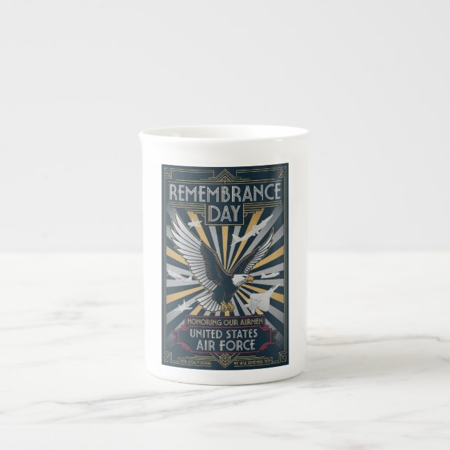 USAF Art Deco Remembrance Day Edition Bone China Mug (Front)