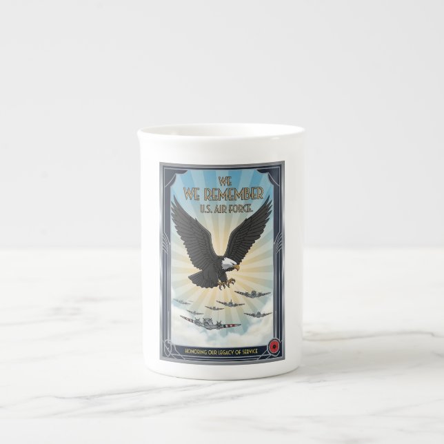USAF Art Deco Remembrance Day Edition Bone China Mug (Front)