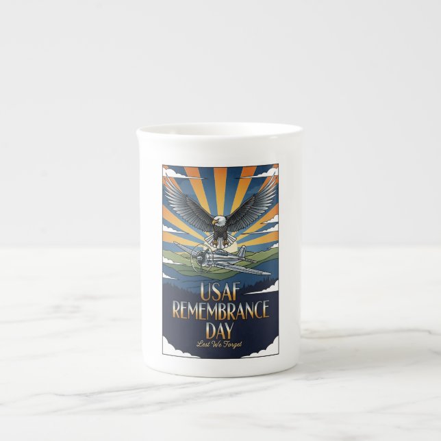 USAF Art Deco Remembrance Day Edition Bone China Mug (Front)