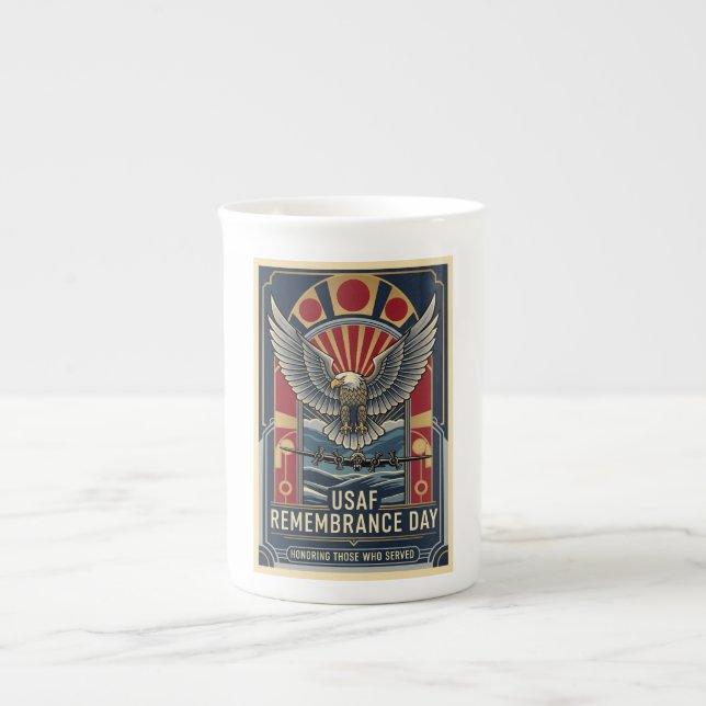 USAF Art Deco Remembrance Day Edition Bone China Mug (Front)