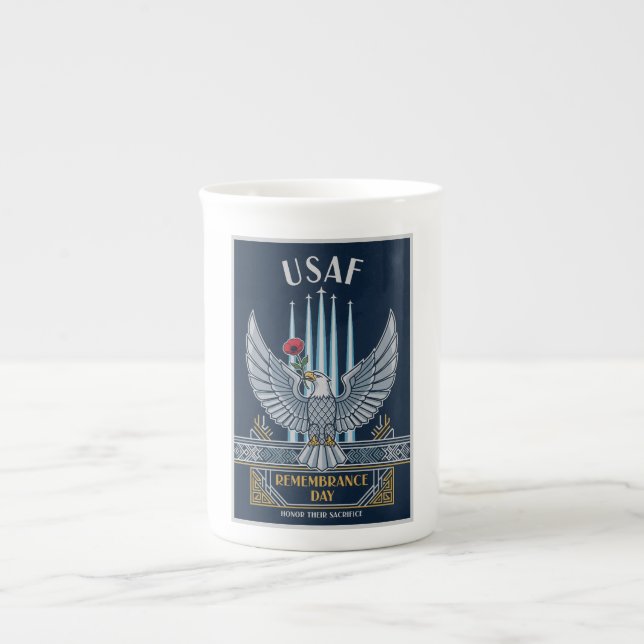 USAF Art Deco Remembrance Day Edition Bone China Mug (Front)