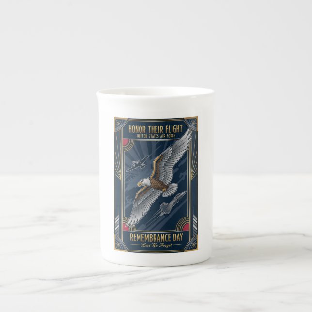 USAF Art Deco Remembrance Day Edition Bone China Mug (Front)