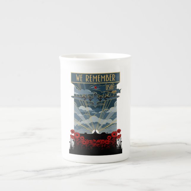 USAF Art Deco Remembrance Day Edition Bone China Mug (Front)