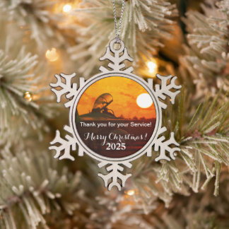 USAF Deployed Service Oranment Snowflake Pewter Christmas Ornament