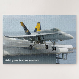 USAF fighter jet Hornet leaving aircarft carrier, Jigsaw Puzzle