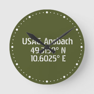 USAG Ansbach Latitude Longitude Round Clock
