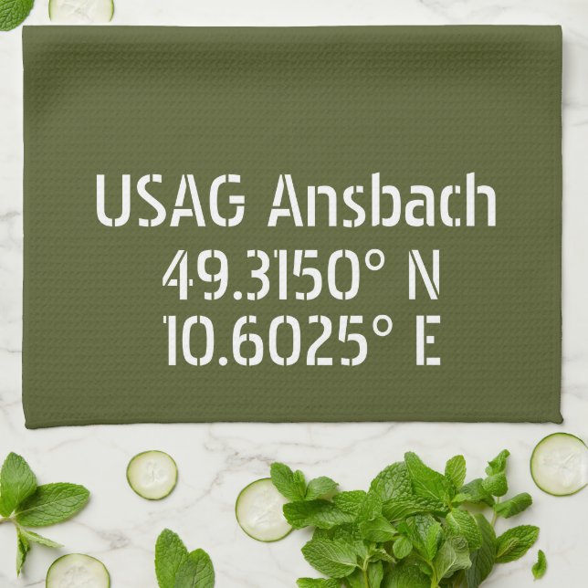 USAG Ansbach Latitude Longitude  Tea Towel (Folded)