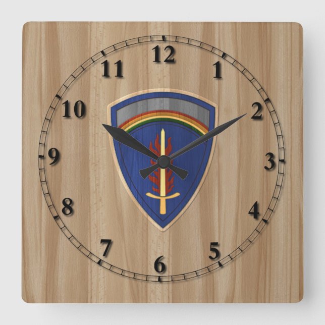 USAREUR shoulder patch (wood inlay look) Square Wall Clock (Front)
