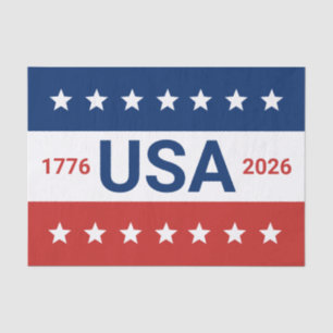 USA's 250th Anniversary 1776 2026 Red White Blue Tissue Paper