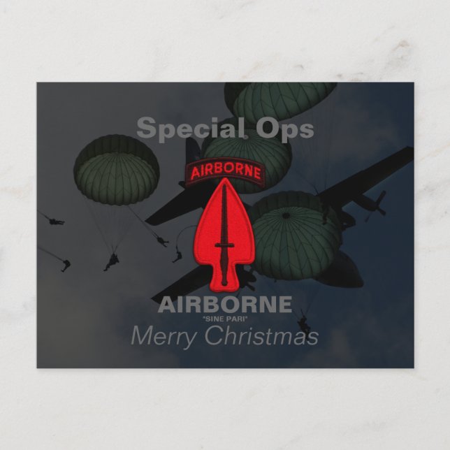 USASOC Special Ops Veterans Vets Patch Holiday Postcard (Front)