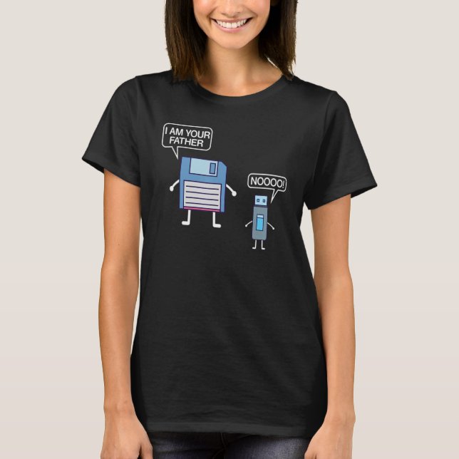 USB Floppy Disc I Am Your Father   Nerd Geek T-Shirt (Front)