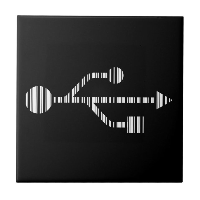USB LOGO BAR CODE Computer Barcode Pattern Design Ceramic Tile (Front)