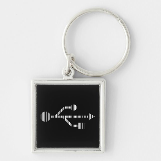 USB LOGO BAR CODE Computer Barcode Pattern Design Key Ring (Front)