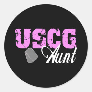 uscg99aunt2blk classic round sticker