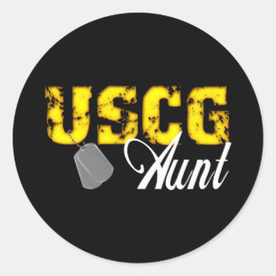 uscg99auntblk classic round sticker