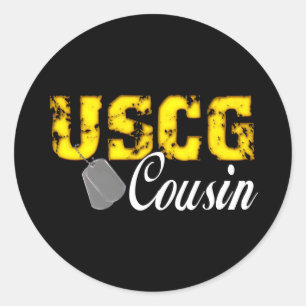 uscg99cousinblk classic round sticker
