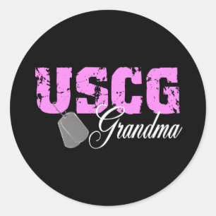 uscg99grandma2blk classic round sticker
