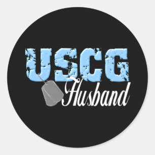 uscg99husband3blk classic round sticker