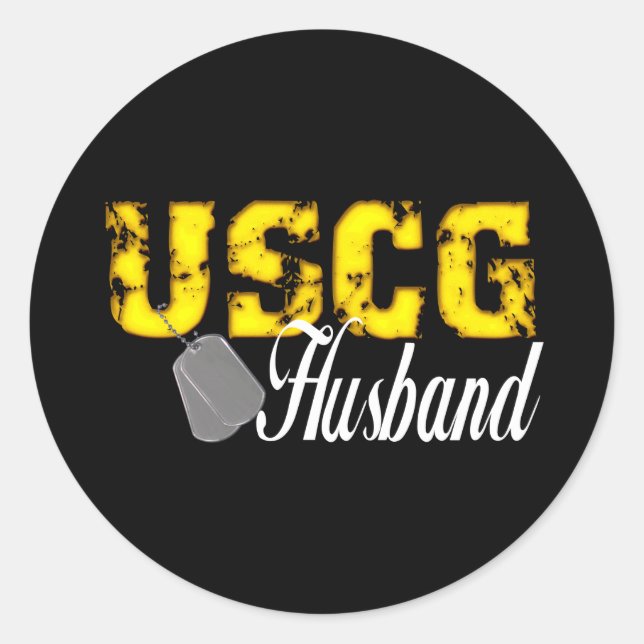 uscg99husbandblk classic round sticker (Front)