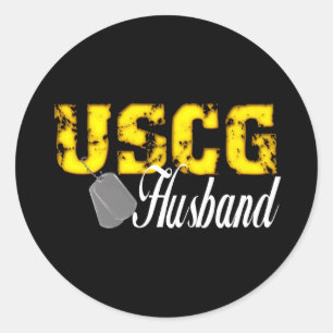uscg99husbandblk classic round sticker