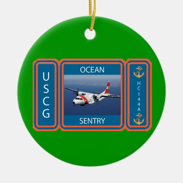 USCG C-144 Ocean Sentry Ceramic Ornament (Front)