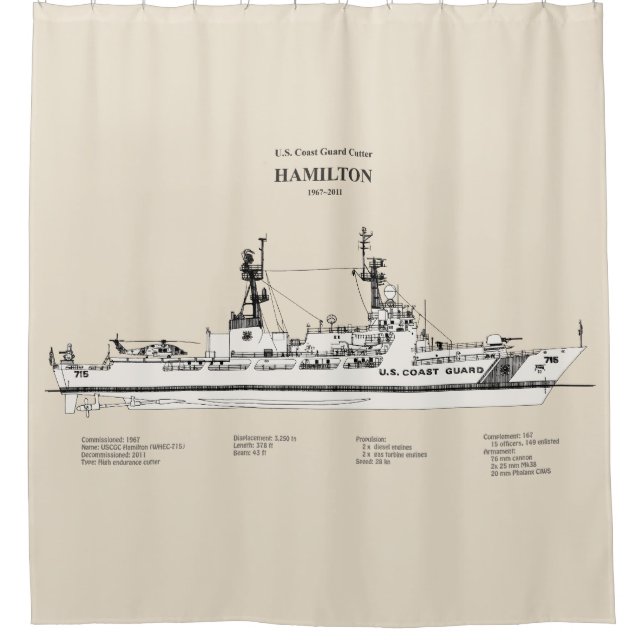 USCG Cutter Hamilton whec-715 - SBD Shower Curtain (Front)