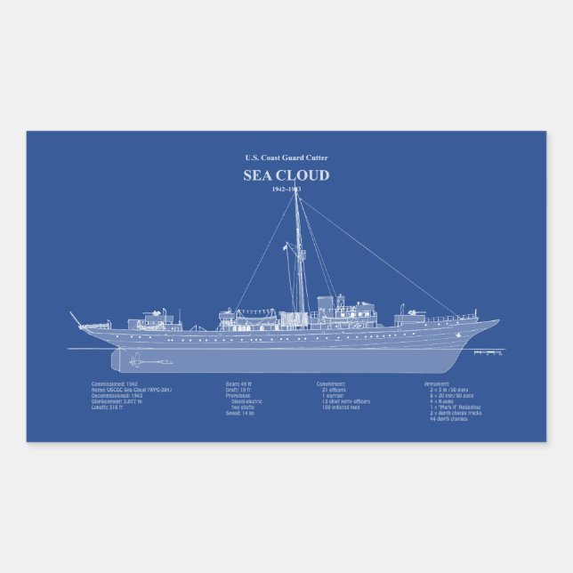 USCG Cutter Sea Cloud wpg-284 – ABD Rectangular Sticker (Front)