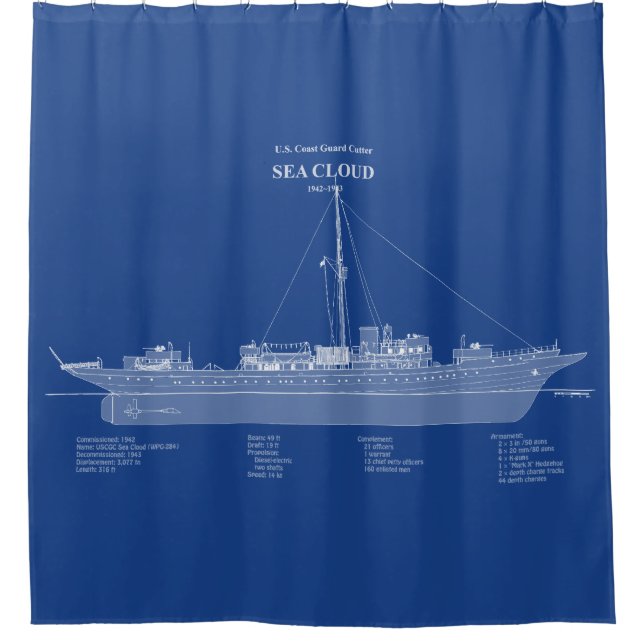 USCG Cutter Sea Cloud wpg-284 – ABD Shower Curtain (Front)