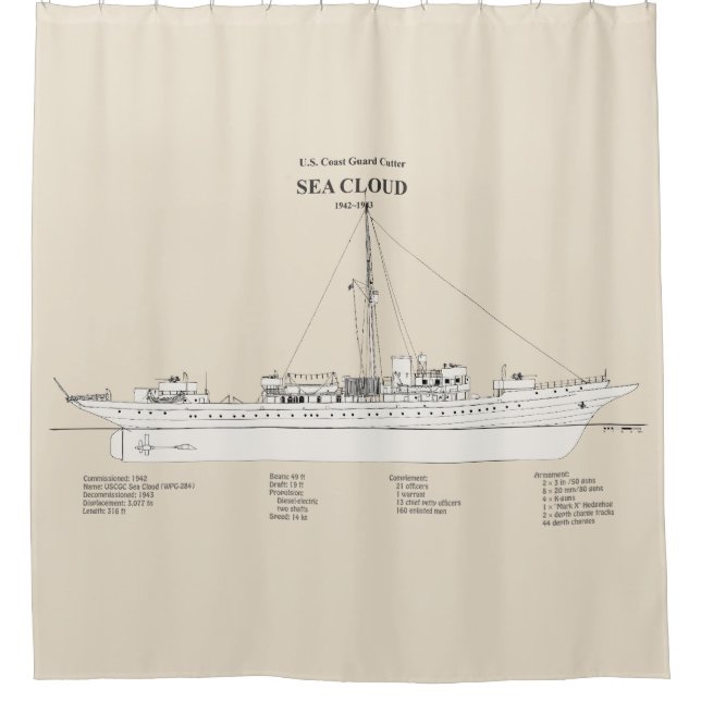 USCG Cutter Sea Cloud wpg-284 - SBD Shower Curtain (Front)