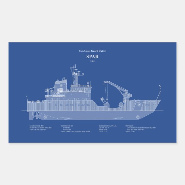 USCG Cutter Spar wlb-206 – ABD Rectangular Sticker (Front)
