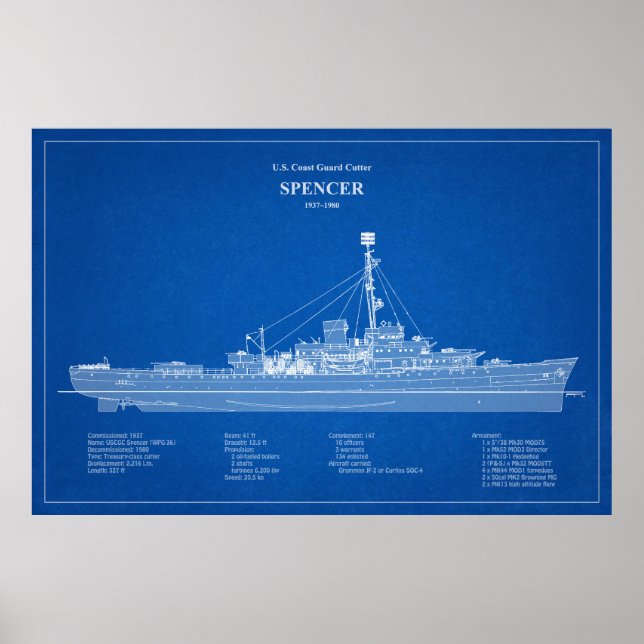 USCG Cutter Spencer wpg-36 - ABD Poster (Front)