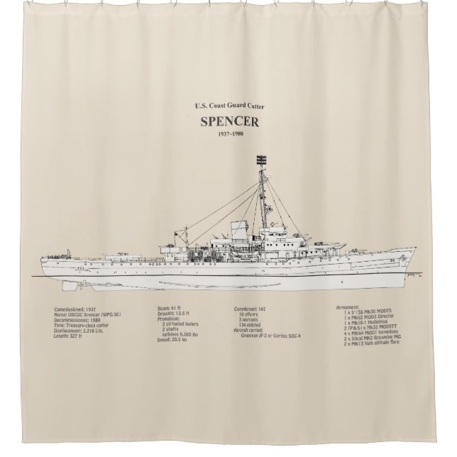 USCG Cutter Spencer wpg-36 - SBD Shower Curtain (Front)