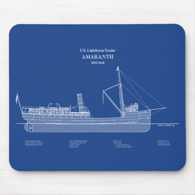 USCG Lighthouse Tender Amaranth - ABD Mouse Pad (Front)