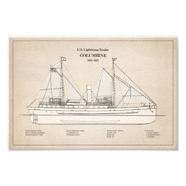 USCG Lighthouse Tender Columbine - SBD Photo Print (Front)