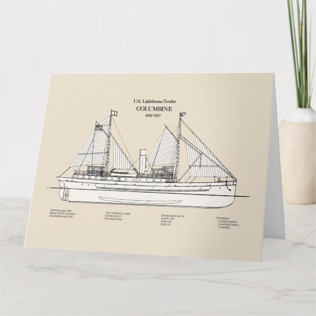 USCG Lighthouse Tender Columbine - SBD Thank You Card (Front)