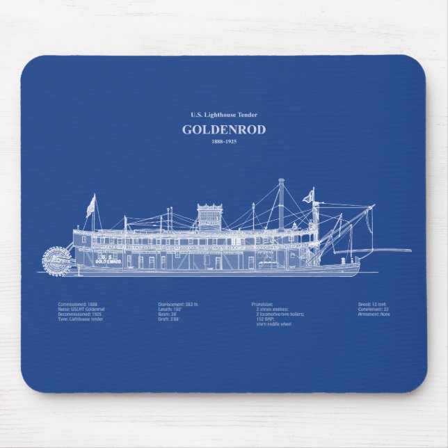 USCG Lighthouse Tender Goldenrod – ABD Mouse Pad (Front)