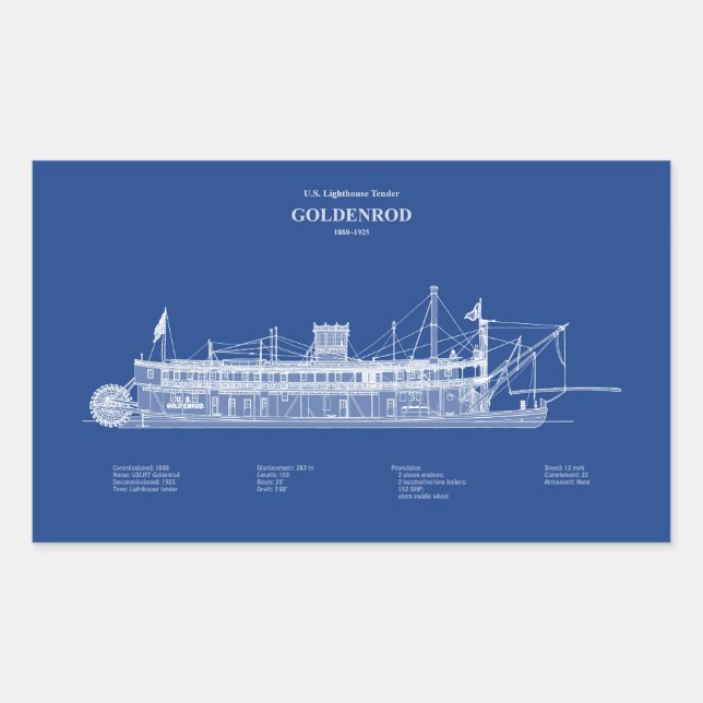 USCG Lighthouse Tender Goldenrod – ABD Rectangular Sticker (Front)