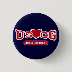 USCG Proud Girlfriend 3 Cm Round Badge