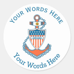 USCG Retired Lieutenant Commander Custom Anchor Classic Round Sticker