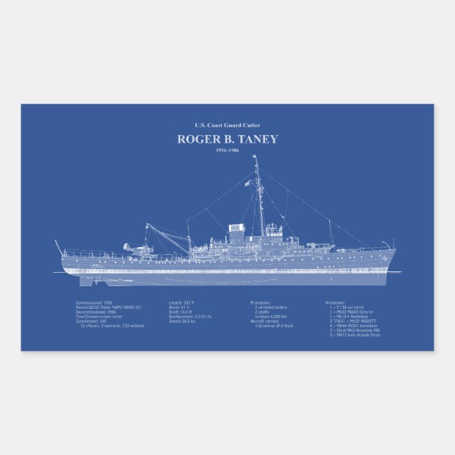 USCG Roger B. Taney whec-37 – ABD Rectangular Sticker (Front)