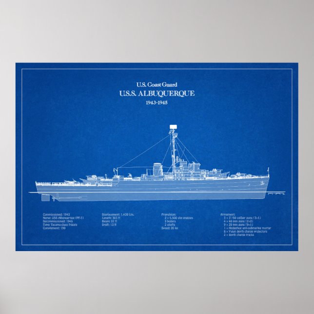 USCG USS Albuquerque PF-7 – ABD Poster (Front)