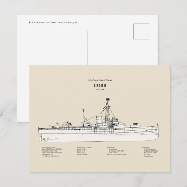 USCGC Cobb wpg-181 - SBD Postcard (Front/Back)