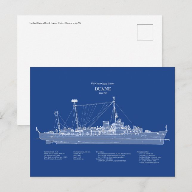 USCGC Duane wpg-33 – ABD Postcard (Front/Back)